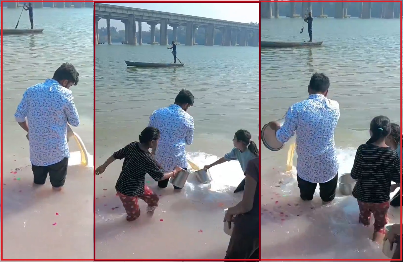 Man Shoos Away Girls In The Middle Of Ganga